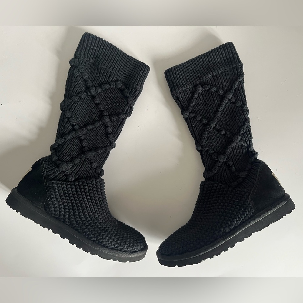 UGG Classic Cardy Tall Knit Boots in Black